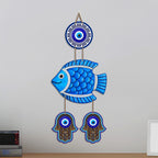 Artvibes Lucky Fish Wall Decor for Home Entrance | Evil Eye Hanging for Positive Energy & Protection | MDF Vastu Decorative Art for Living Room | Bedroom | Office & Main Door | Gift Item (WH_8538N)