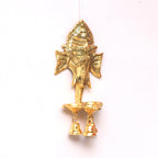 Metal Ganesha Wall Hanging Ganesh Diya with Three Bells for Home Decor, Gold Plated Metal Hanging Diyas Oil Lamp,