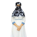 Switchon Scarf Hijab Rayon Printed fancy scarf for women Size Adjustable -Hook loop tape- For 10 yrs and above (Black_Multi2)