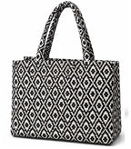 Global Impex Stylish Buoy Tote Bag for Girls & Women | Sturdy Cotton Blend Jacquard | Double Shoulder Ladies Handbag Purse For Daily & Office,Travel Use | Zip Pocket | Handcrafted (Black)