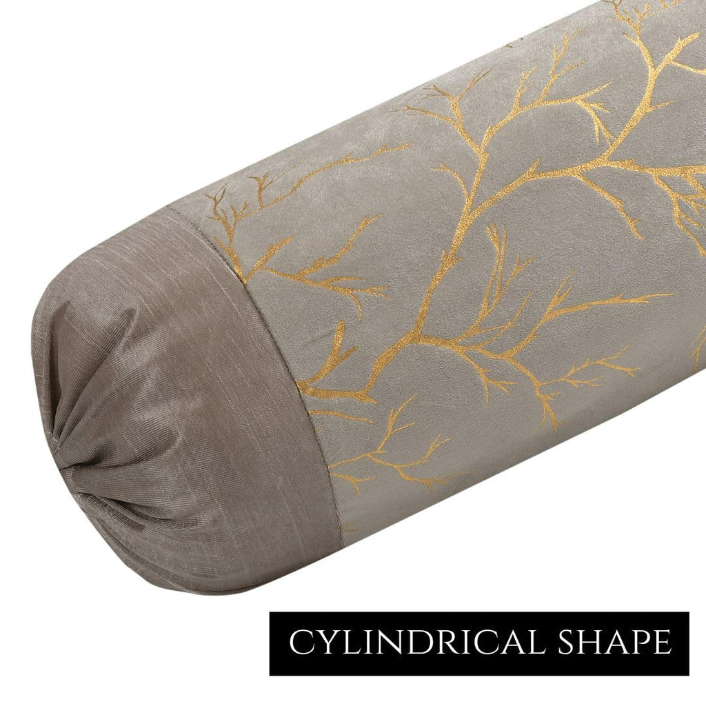 Stuffique Bolster Pillow Cover Set of 5, Round Cushion Cover - 16 x 32 inches, Grey
