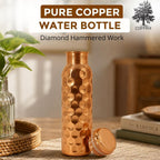 Copprix Copper Water Bottle 1 Ltr | Copper Bottle for Men & Women | 100% Pure Copper | BPA Free & Leak Proof | Easy to Carry | Suitable for Yoga, School & Office | Best for Gifting (Diamond Hammered)