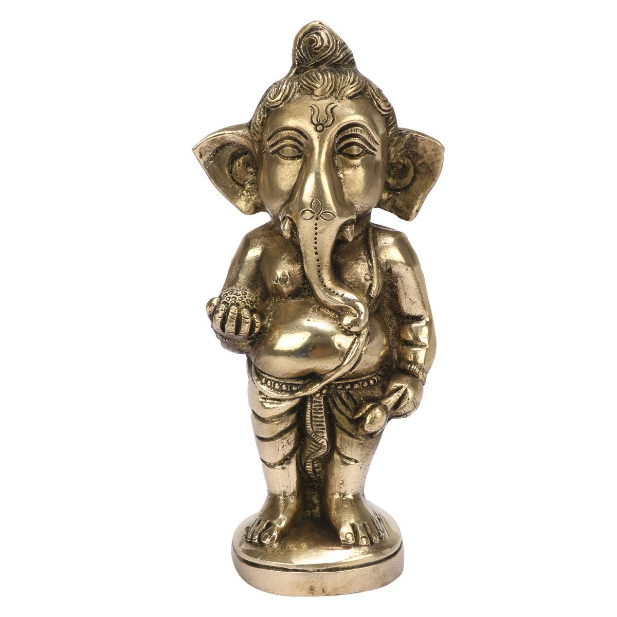Svarup Brass Standing Ganesha Idol in Gold Color Height 5 Inch Weight 1 Kg