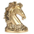 ARTVARKO Brass Victory Horse Head on Coin Feng Shui Animal for Career Success Growth Decor Gift Showpiece (15x8x18 cm)