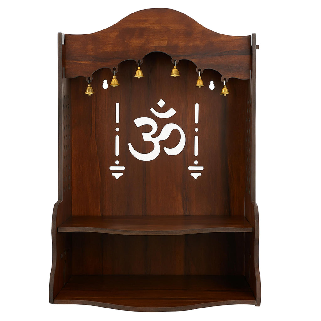 HOMEWEY DECOR Wooden Home Temple Handcrafted Support Heavy Idols Luxurious Finish Pooja Mandir for Home and Office Wall Mount for Room (Design5)