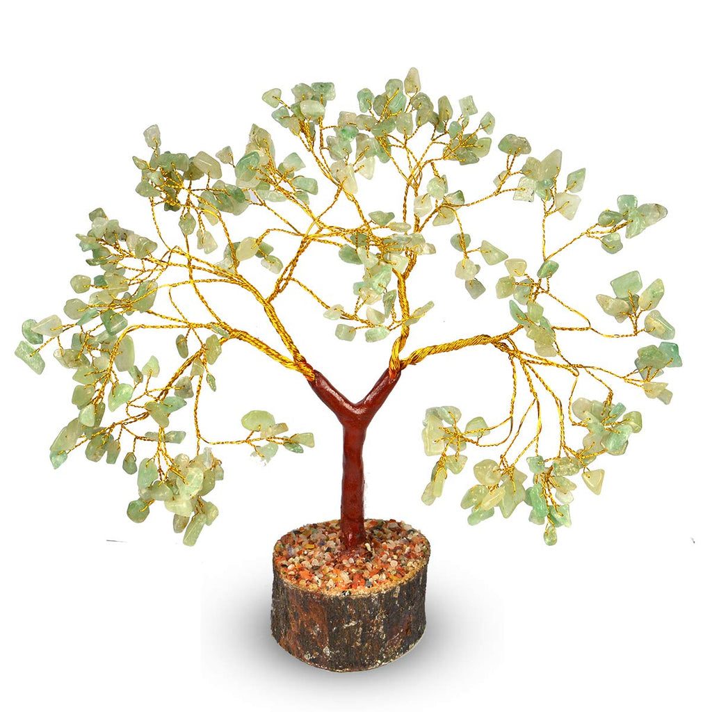 Crystu Certified Green Jade Stone Tree, 300 Beads Crystal Tree Stone Tree Showpiece