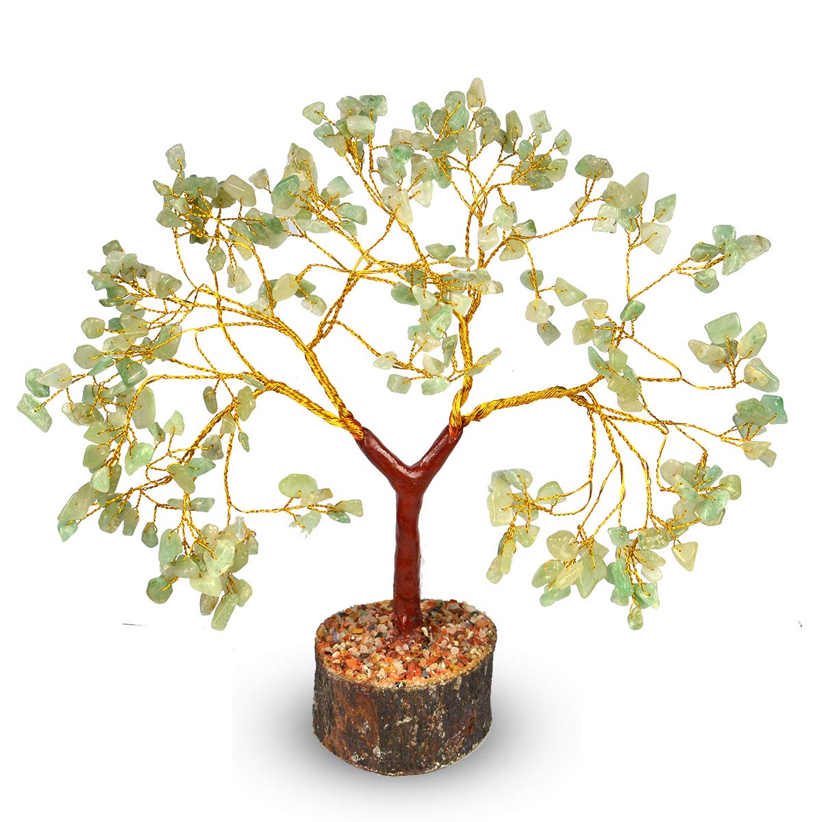 Crystu Certified Green Jade Stone Tree, 300 Beads Crystal Tree Stone Tree Showpiece