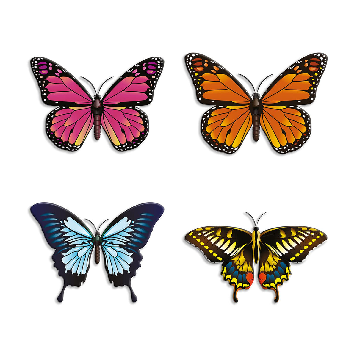 Artvibes Gorgeous Colorful Butterflies Decorative Wall Hanging Ornaments | Wood Decorative Items | Modern Decoration | Artwork | Festive Decor | Wall Art Print | Unique Gift Items (WH_5202N), Set of 2