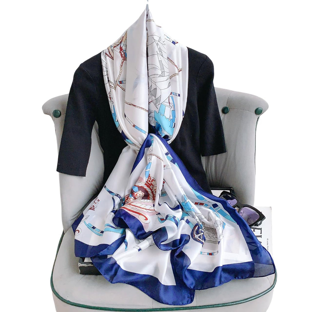 CrossKulture Printed Poly Silken feel Scarf Stole for Women | Stylish, Soft, & Lightweight | Satin Feel Neck, Hair, Head Scarf for Women (Colour_61)