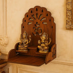 HOMEWEY DECOR Handcrafted Wooden Home Temple for Wall Mount | Premium Pooja Mandir with Strong Support for Heavy Idols | Luxurious Finish Wooden Mandir for Home Office and Prayer Room (Style-01)