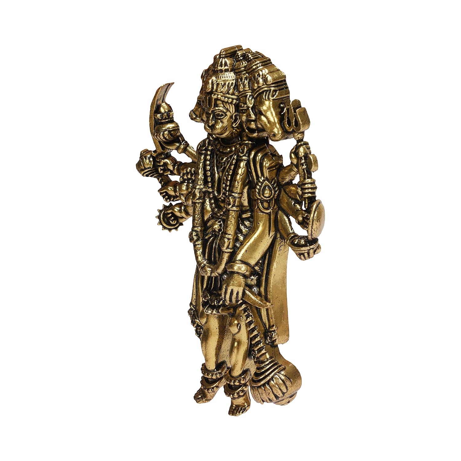 ARTSARA Superfine Brass Panchmukhi Hanuman Bajrangbali Wall Hanging for Door Entrance Vastu Remedy Home Temple Office Wall Décor 4 Inch