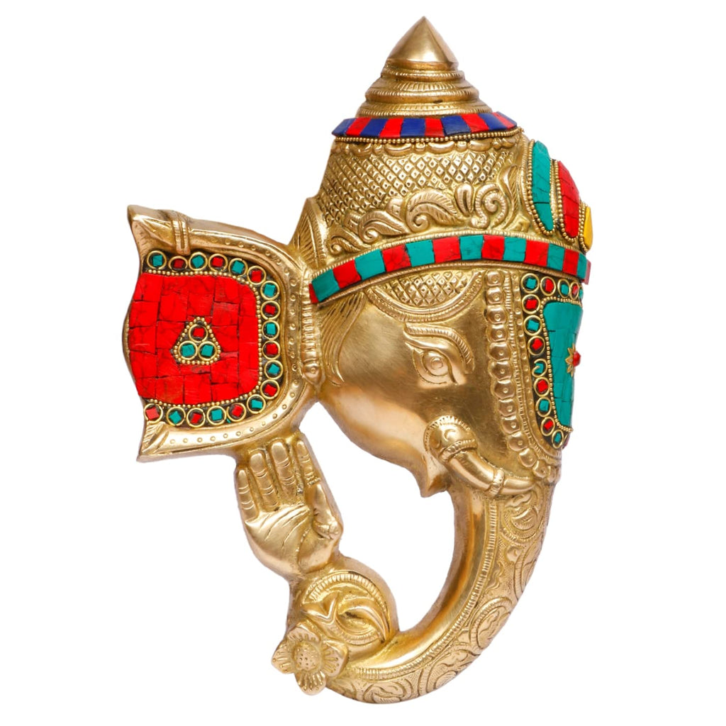 ARTVARKO Brass Ganesh Bhagwan Wall Hanging Idol Ganesha Statue Ganpati Murti for Home Entrance Décor Diwali Gift Ganesha with Large Ear Height 11 Inch.