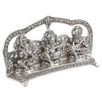 Prince Home Decor & Gifts Laxmi Ganesh Saraswati Idol Decorative Platter with Diya Laxmi Ganesha Murti Showpiece Antique Gift (Silver)