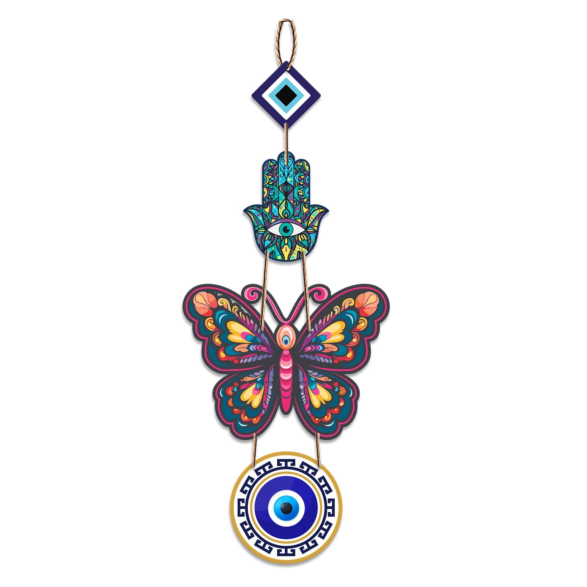 Artvibes Designer Butterfly Wooden Wall Hanging For Luck Properity For Home Decoration | Livingroom | Spiritual Decor Items | Wall Illustrations | Ethnic Wall Decor | Wall Art Print (WH_8508N)