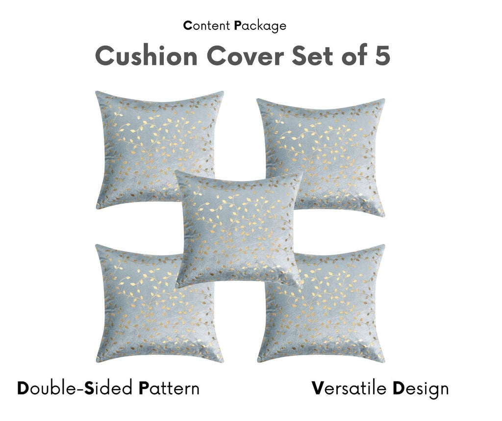 RD TREND Velvet Cushion Covers, 40 x 40 cm/16 x 16 inches, Pack of 5,250 TC, Side Zipper (Grey)