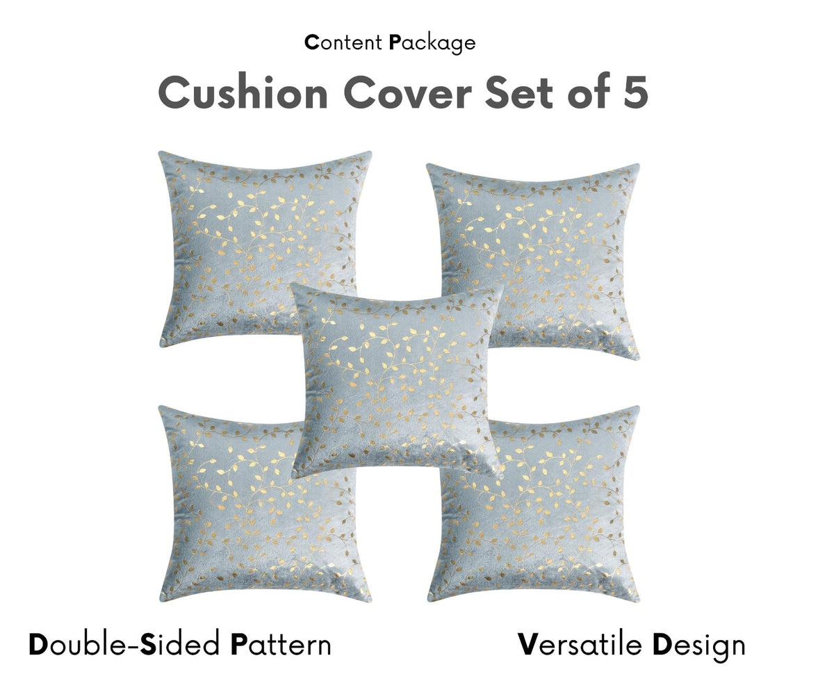 RD TREND Velvet Cushion Covers, 40 x 40 cm/16 x 16 inches, Pack of 5,250 TC, Side Zipper (Grey)