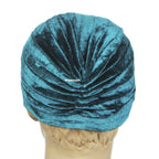 BISMAADH Velvet Soft Pleated Pre Tied Knot Readymade Turban/Pagri Head Wraps Cap for Men & Women Peacock Green, Free Size
