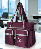 ARMODA Multipurpose Women Shoulder And Tote Bag (Maroon & Grey, Casual, Beige)