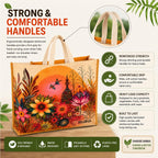 SHIBUI Big Heavy Duty Large Eco Waterproof Cotton Canvas Cloth Grocery Shopping Bag for Men Ladies Vegetable Milk Fruits with Hand Carry Handle Lunch Box Jhola Tote Bags (6, Flower Print)