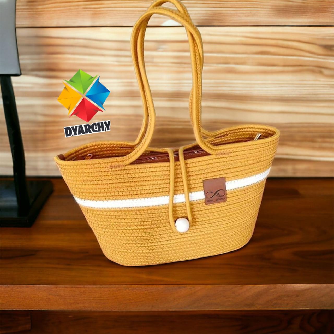 DYARCHY Women’s Large Hobo Shoulder Bag for Casual Use | Stylish Colorblock Handbag with Rope Handles | Lightweight Beach & Travel Bag (Yellow)