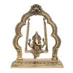 Artvarko Pure Brass Ganesha Jhula Idol Ganesha Swing Jhoola Murti for Home Entrance Decor Gift 9 Inch