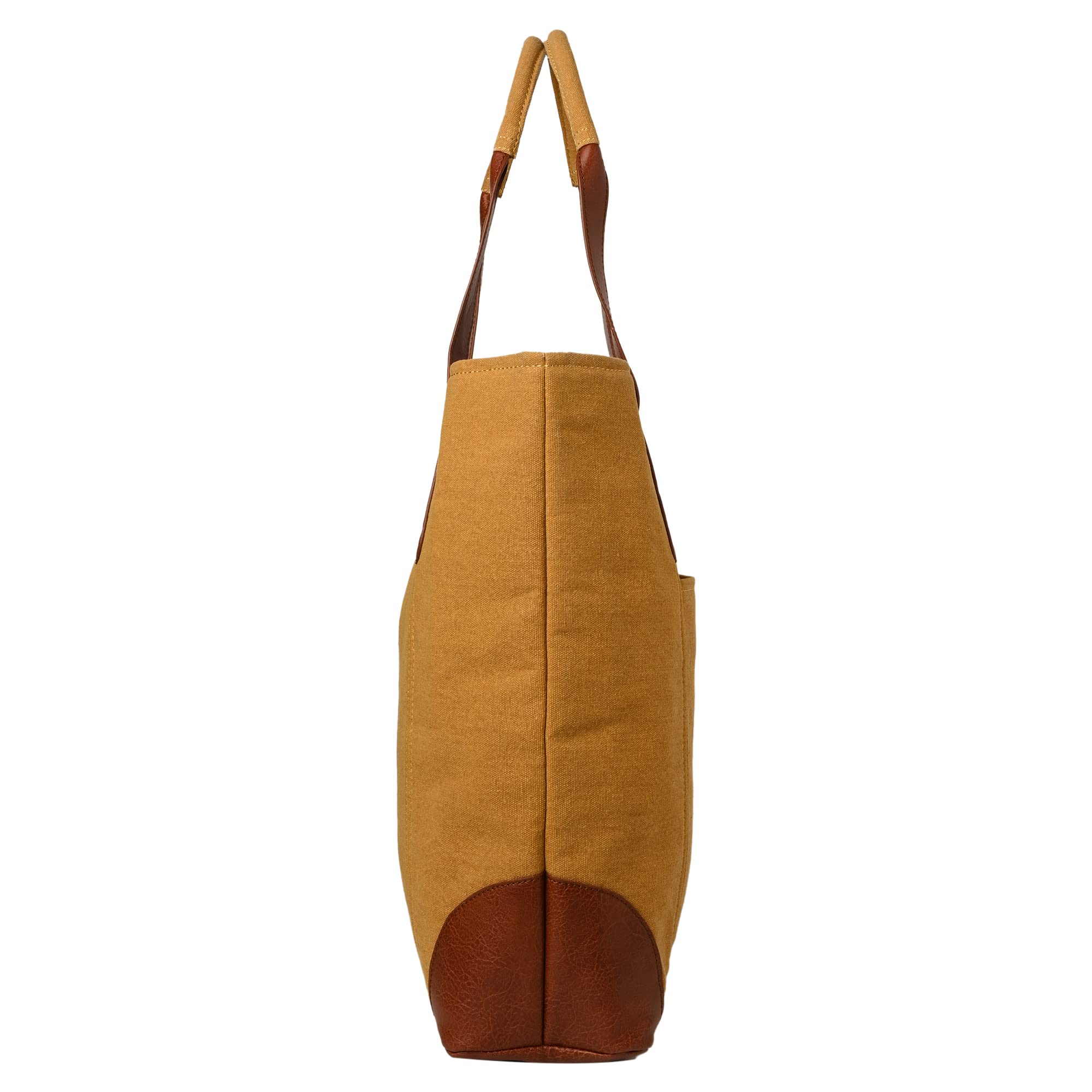 Mona B Canvas Tote Handbag for Women with Pouch perfect for Travel, College and office Use - Mustard