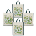 DOUBLE R BAGS Unisex Eco-Friendly Reusable Cotton Canvas Casual Bag with Reinforced Handles (Green Life, 40.6x35x10 cm) | Multi-Purpose Grocery, Kitchen Essentials, Fruits & Veggies Bag | Pack of 4