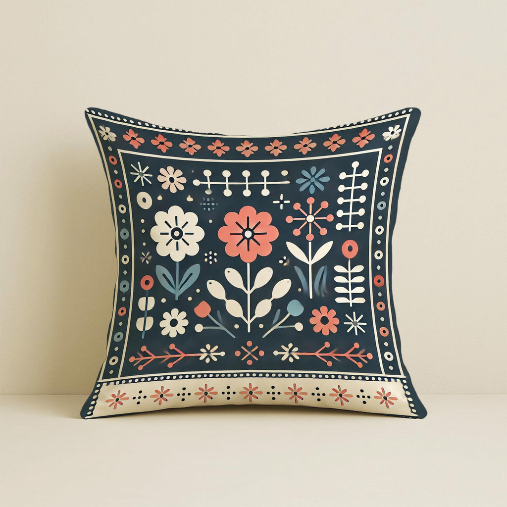 STITCHNEST Elephant & Boho Floral Satin Cushion Covers 24x24 Inch, Pack of 2 for Living Room, Sofa & Kids Room Decor