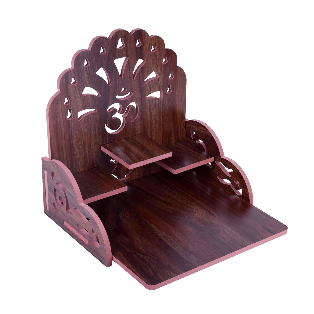 Twinster Small Wooden Temple for Home & Office, Light Weight Puja Mandir, Perfect for Smaller Spaces, Size- 28x28x26 CM.