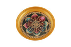 R Ayurveda Copper Mandala Metal Tray - 6 Inch Decorative Round Platter for Wedding & Birthday Gifts - Artistic Handcrafted Design Gold Finish Gold Foiling for Home Decor with Printed Gift Box