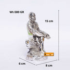 Prince Home Decor & Gifts Silver Plated Sai Baba Sitting on Shila Oxidized Shirdi Sai Baba Metal Statue,Sai Baba Idol Murti Showpiece Gift.