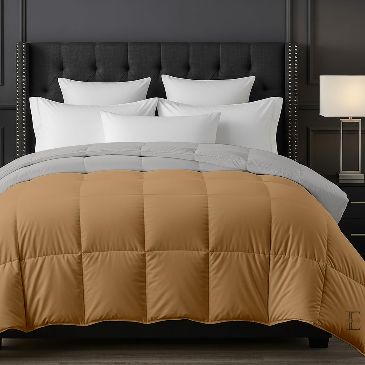 EDMUND® 500 GSM Heavy Warm Comforter | Cloud Soft Down Touch Microfiber Quilt | Winter Blanket Rajai | Fluffy, Lightweight & Machine Washable - Single Bed 60x90 | Beige/Silver Kafalo