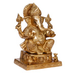 ARTVARKO Brass Mangalkari Ganesha Ganesh Bhagwan Large Statue God Ganpati Murti (11 Inch,6.7Kg)