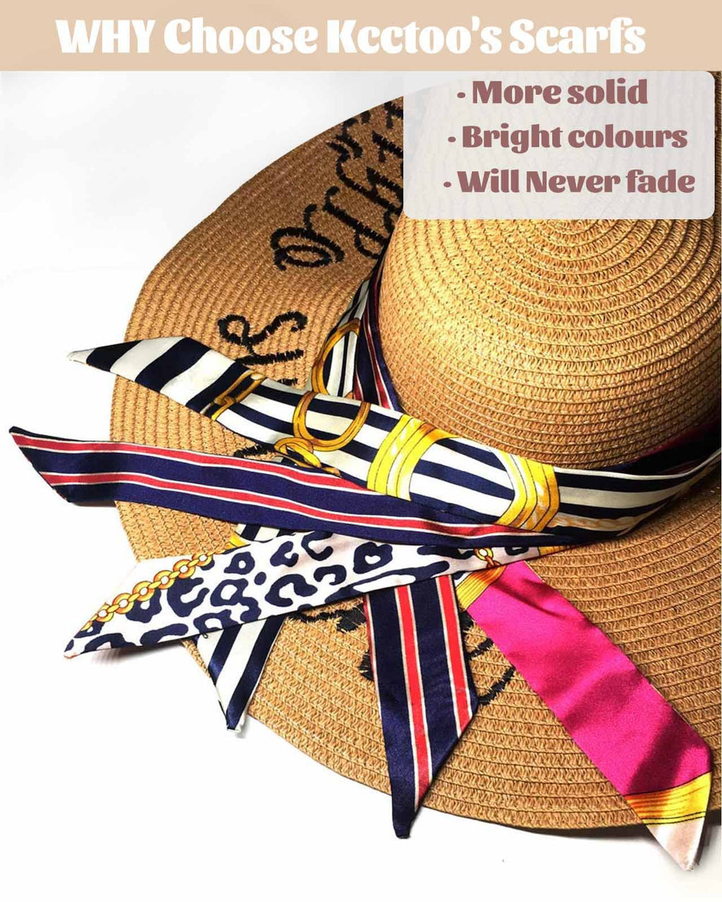 kcctoo 2/6/10Pack Scarf Bags for Women Handbag Scarfs Band Hair Neck Scarves Fashion Gifts, Blue Multi Color - 10pcs, 4*100cm