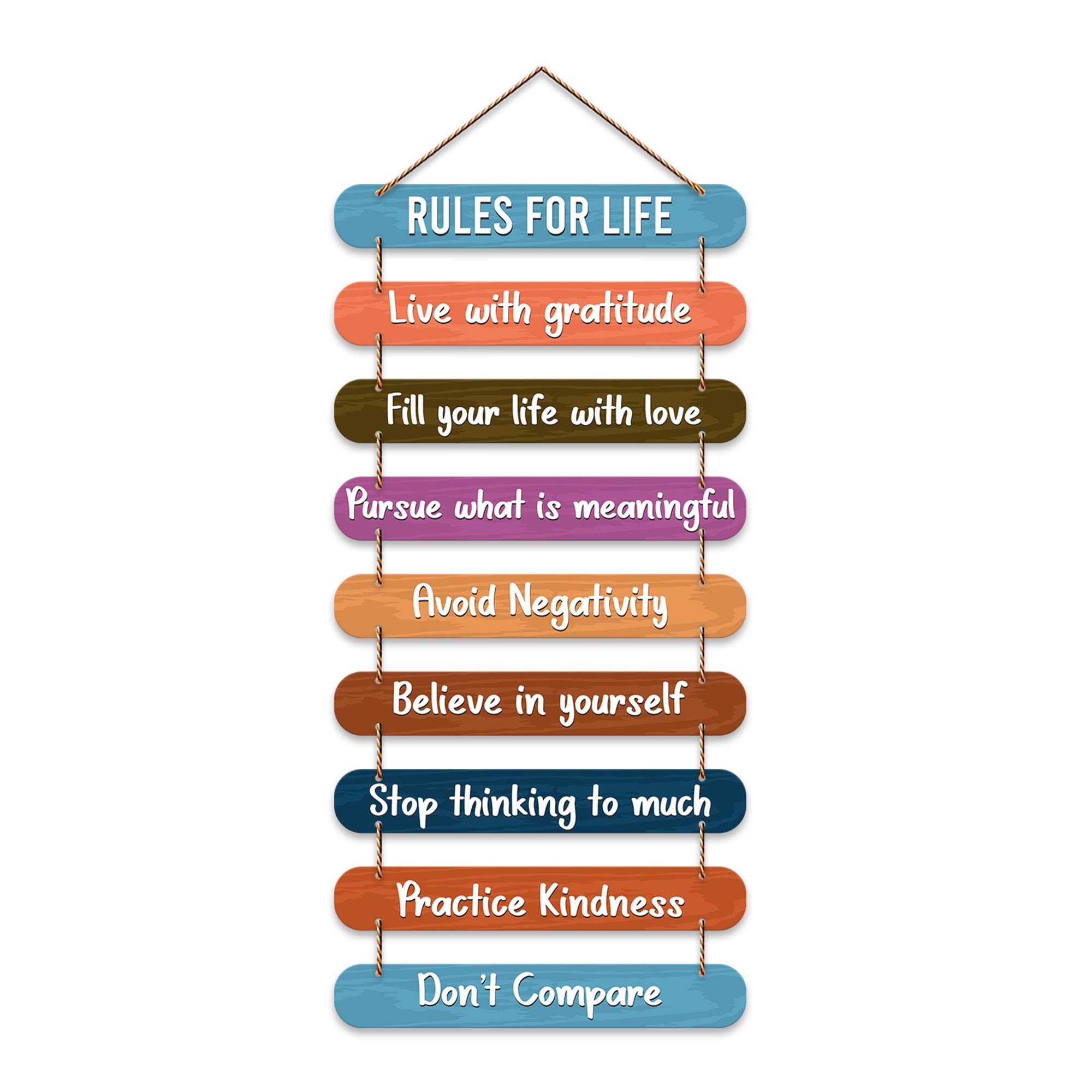Artvibes Rules for Life Quotes Designer Hanging Wooden Art | Quotes Decor Item | Wall Accent | Office Decoration Item | Inspirational Quotes Wall Art | Mdf Decoration | Gift Items (WH_9310N)