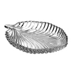 VIDAZCO Leaf Shape Glass Tray Plate for Serving Dry Fruits, Snacks, Sweets & Chocolates | Decorative Crystal Glass Plate for Home | Christmas & New Year Decoration (Pack of 1)