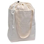 Metsi Reusable Canvas Laundry Bag with Shoulder Straps, Extendable Drawstring Top, Eco-Friendly 100% Cotton Cloth Tote for Shopping, Travel and Storage, Pack of 1
