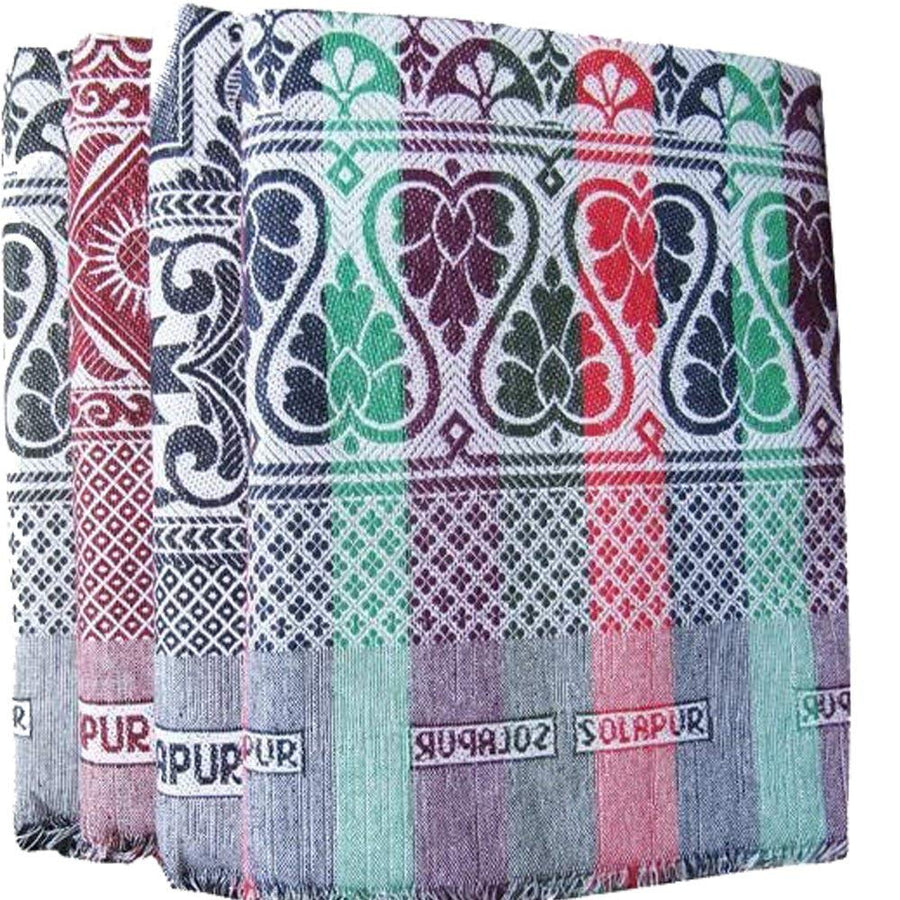 AYUS Cotton Blanket Solapur Chaddar Super Soft Printed 58 X 88 Inches(Multicolor) | TC - 250 (Set of 2, Multicolor-2) Kafalo