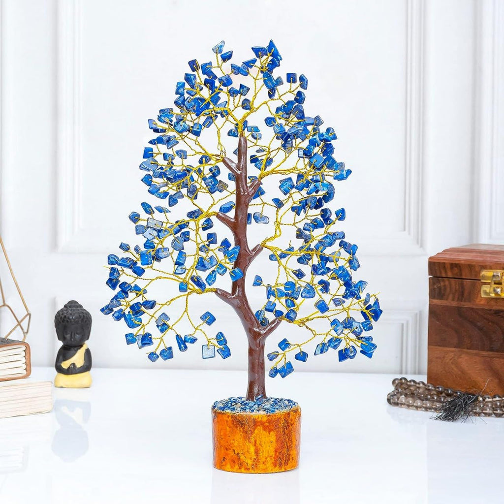 Lapis Lazuli Gemstone Crystal Tree, Bonsai Fortune Money Tree for Good Luck, Home Decor, Office Table Dcor Spiritual Gift (300 Stone) (Lapis Lazuli)