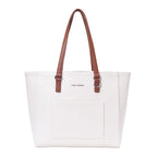 Lino Perros Womens Color-Blocked Commuter Tote Bag,White