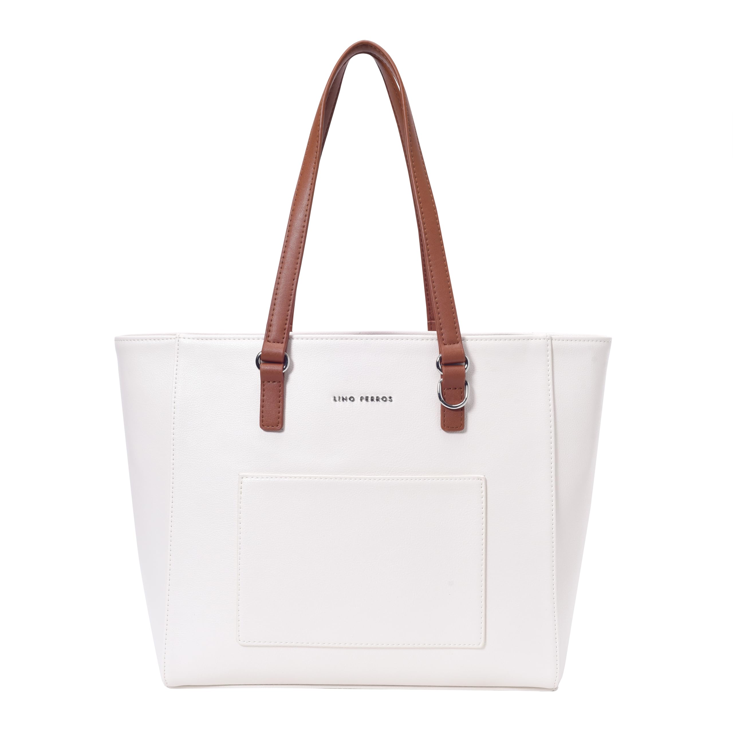 Lino Perros Womens Color-Blocked Commuter Tote Bag,White