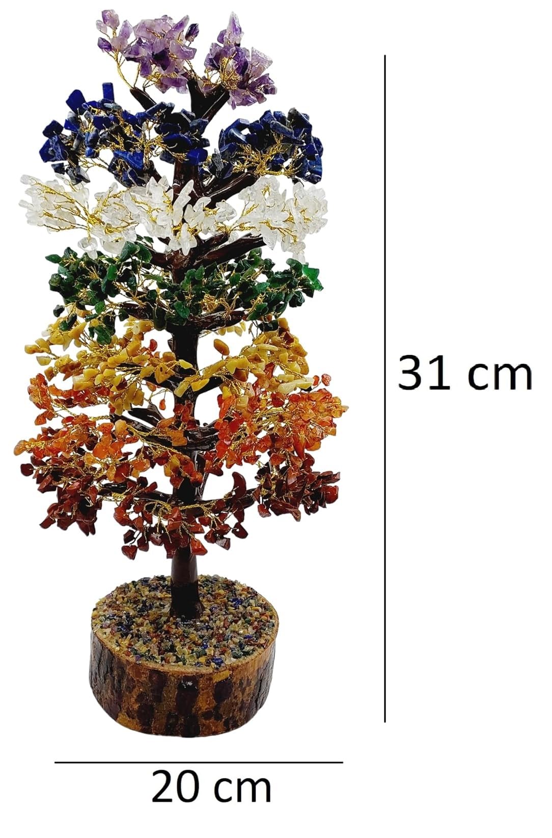 ART FLAUNTS Seven Chakra Gemstone Crystal Bonsai Tree for Good Luck, Wealth & Prosperity Home Office Décor Spiritual Gift | Multicolor Chakra Tree, Big Size