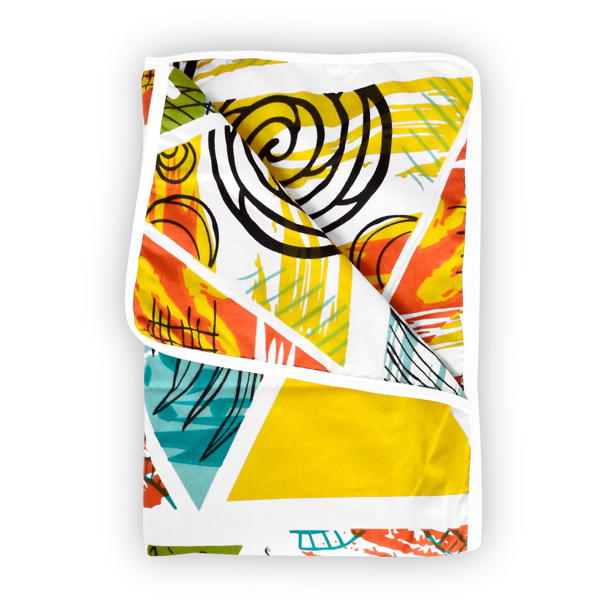 Divine Casa Cotton Geometric Print 120 GSM New Born All Season Ultrasoft Single Baby Blanket for Babies (Lime Peach, 135 x 100 CM) Kafalo