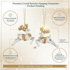 Salvus APP SOLUTIONS Crystal Hanging Deer Ornament – White & Golden Reindeer for Christmas Tree Decoration (3x3.5 Inch)