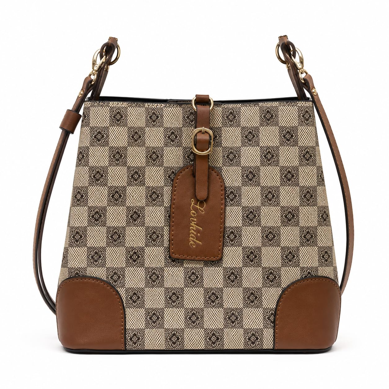 LOVHIDE Women's Small Tote Bag with Adjustable Shoulder Strap | Stylish Checkered Handbag | Lightweight Everyday Purse for Work, Shopping & Travel