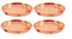 INDIAN ART VILLA Set of 4 Hammered Copper Thali Plate, Serveware & Dinnerware Home Restaurant, Diameter:- 13 Inch