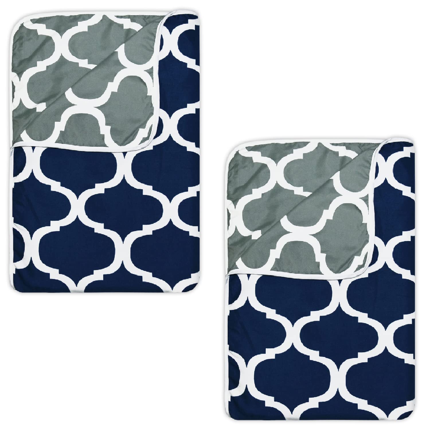 Divine Casa Microfiber All-Weather 120 GSM Printed Lightweight Reversible Design Set of 2 Single Bed AC Dohar Blanket - (Dark Blue and Grey, 140 x 210 CM)| TC - 120 Kafalo