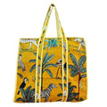 Bazaar Bhoot Edition Premium Cotton Quilted Shopping Tote Bag - Multipurpose Long Lasting Foldable Reusable Bag with zipper for Shopping, Travel & Daily Use - Made in India (Yellow)