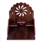 Lyrics Creation Fully Handmade Beautiful Wooden Home and Office Temple/Pooja Mandir(28 x 28 x 26 cm) (Dark Brown 3)