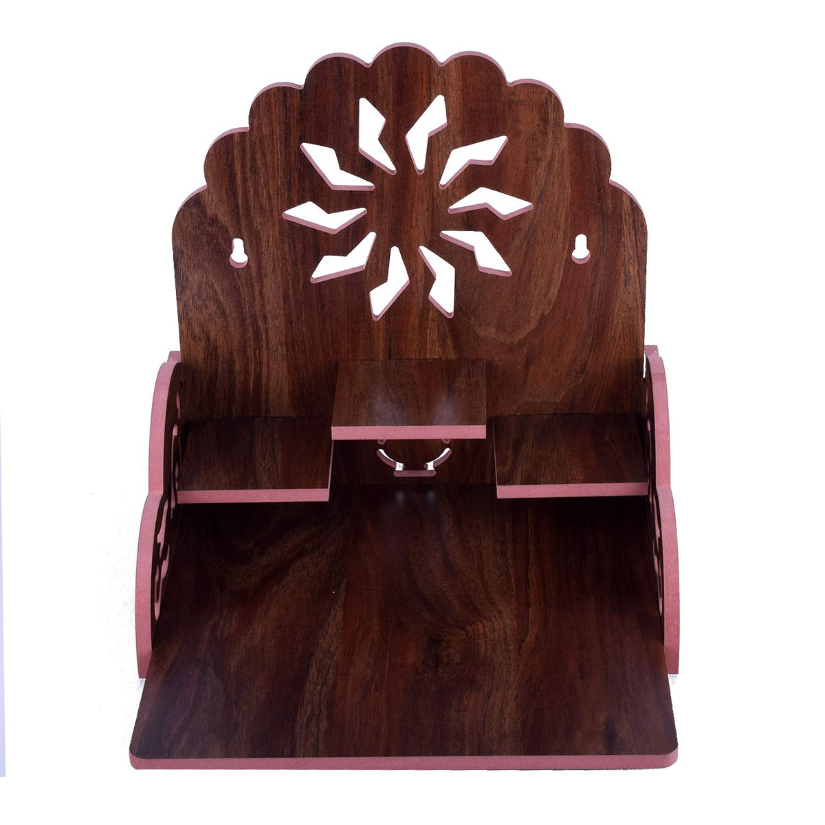 Lyrics Creation Fully Handmade Beautiful Wooden Home and Office Temple/Pooja Mandir(28 x 28 x 26 cm) (Dark Brown 3)